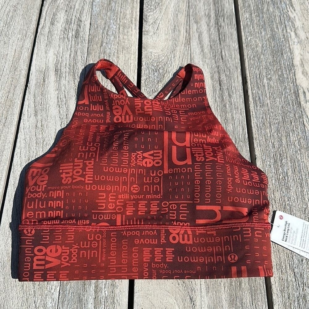 Lululemon Energy High-Neck Longline Bra RED LOGO size 6 NWT sports bra - Picture 2 of 9